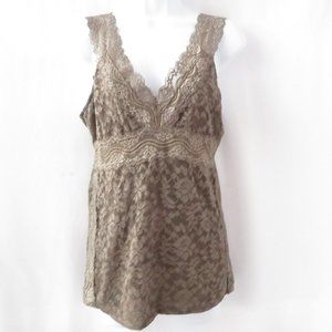 Moda International Taupe Stone Lace Tank Top